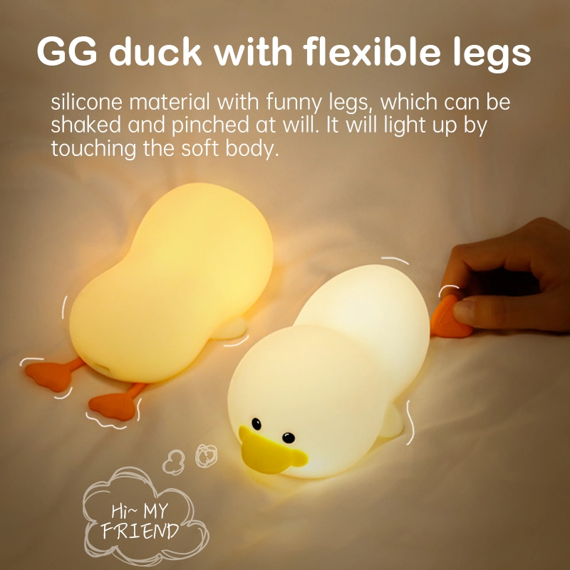 Gg Duck Soft Food Grade Silicone Night Lamp Touch Sensor Colorful Light