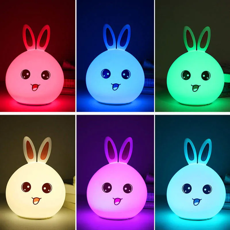 7 Color Night Light LED Patted Silicone Lovely Animal Small Night Light